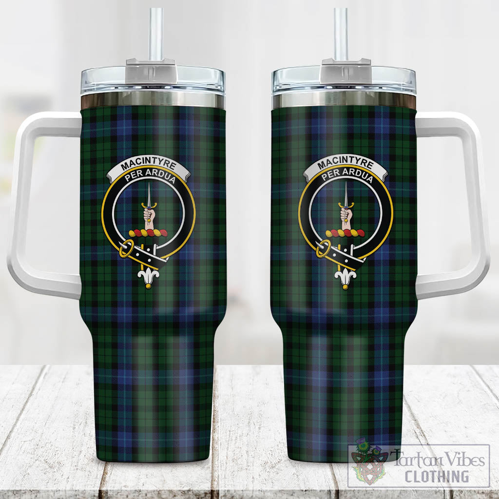 Tartan Vibes Clothing MacIntyre Tartan and Family Crest Tumbler with Handle
