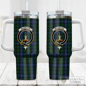 Tartan Vibes Clothing MacIntyre Tartan and Family Crest Tumbler with Handle