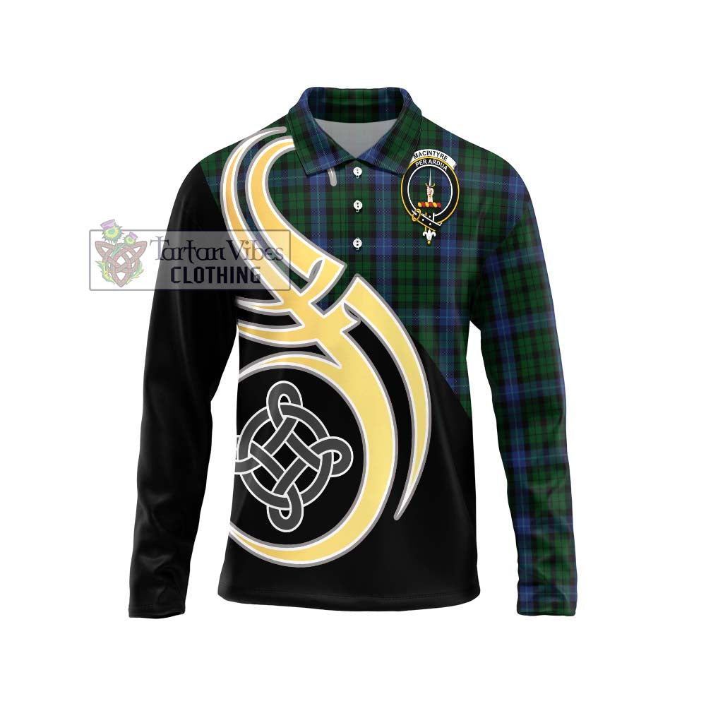 MacIntyre (McIntyre) Tartan Long Sleeve Polo Shirt with Family Crest and Celtic Symbol Style Unisex - Tartan Vibes Clothing