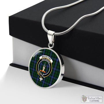 MacIntyre Tartan Circle Necklace with Family Crest