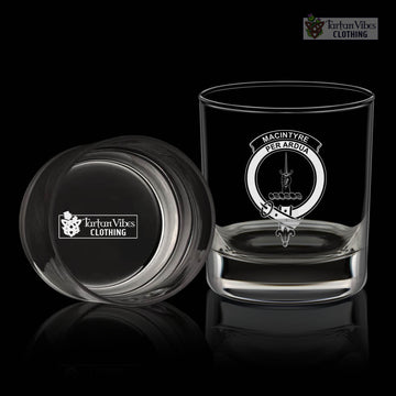 MacIntyre Family Crest Engraved Whiskey Glass with Handle