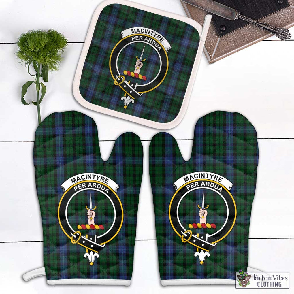 MacIntyre (McIntyre) Tartan Combo Oven Mitt & Pot-Holder with Family Crest Combo 1 Oven Mitt & 1 Pot-Holder White - Tartan Vibes Clothing