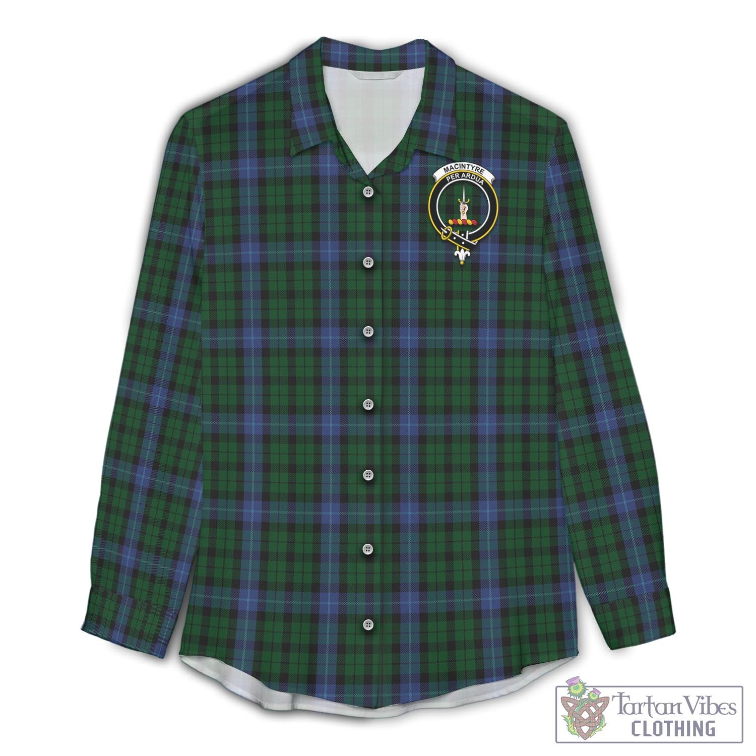 Tartan Vibes Clothing MacIntyre Tartan Womens Casual Shirt with Family Crest
