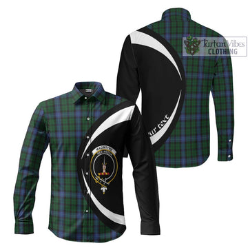 MacIntyre (McIntyre) Tartan Long Sleeve Button Up with Family Crest Circle Style