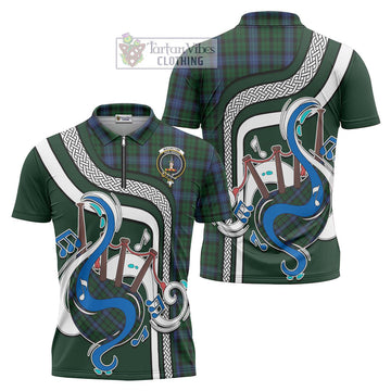 MacIntyre (McIntyre) Tartan Zipper Polo Shirt with Epic Bagpipe Style