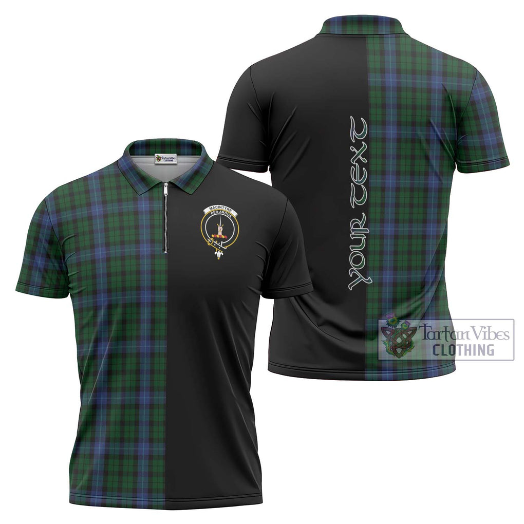 MacIntyre (McIntyre) Tartan Zipper Polo Shirt with Family Crest and Half Of Me Style Unisex - Tartanvibesclothing Shop