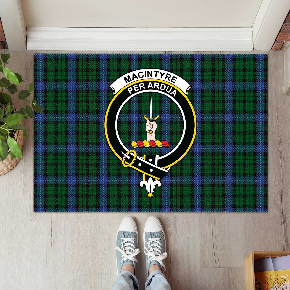 Macintire MacIntyre (McIntyre) Tartan Rubber Doormat with Family Crest
