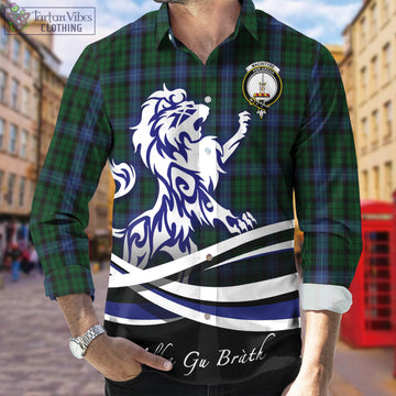 MacIntyre Tartan Long Sleeve Button Up Shirt with Alba Gu Brath Regal Lion Emblem