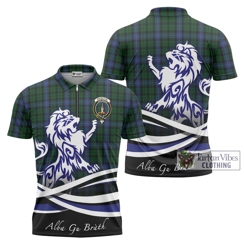 MacIntyre (McIntyre) Tartan Zipper Polo Shirt with Alba Gu Brath Regal Lion Emblem Unisex - Tartanvibesclothing Shop