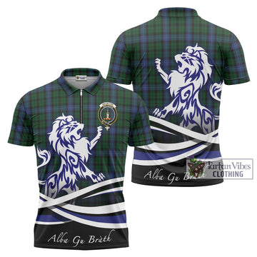 MacIntyre (McIntyre) Tartan Zipper Polo Shirt with Alba Gu Brath Regal Lion Emblem