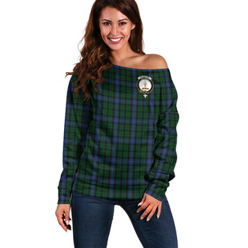 MacIntyre Tartan Off Shoulder Women Sweater with Family Crest Women - Tartanvibesclothing