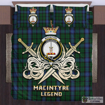 MacIntyre Tartan Bedding Set with Clan Crest and the Golden Sword of Courageous Legacy