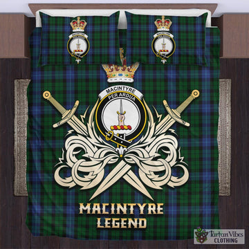 Tartan Vibes Clothing MacIntyre Tartan Bedding Set with Clan Crest and the Golden Sword of Courageous Legacy