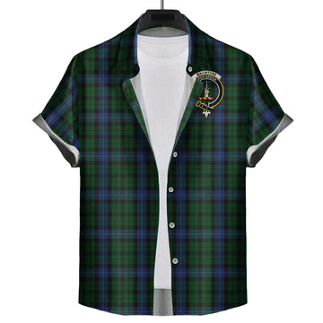 MacIntyre Tartan Short Sleeve Button Down Shirt with Family Crest