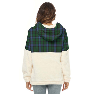 MacIntyre (McIntyre) Tartan Half Style Women's Borg Fleece Hoodie with Half Zip with Family Crest