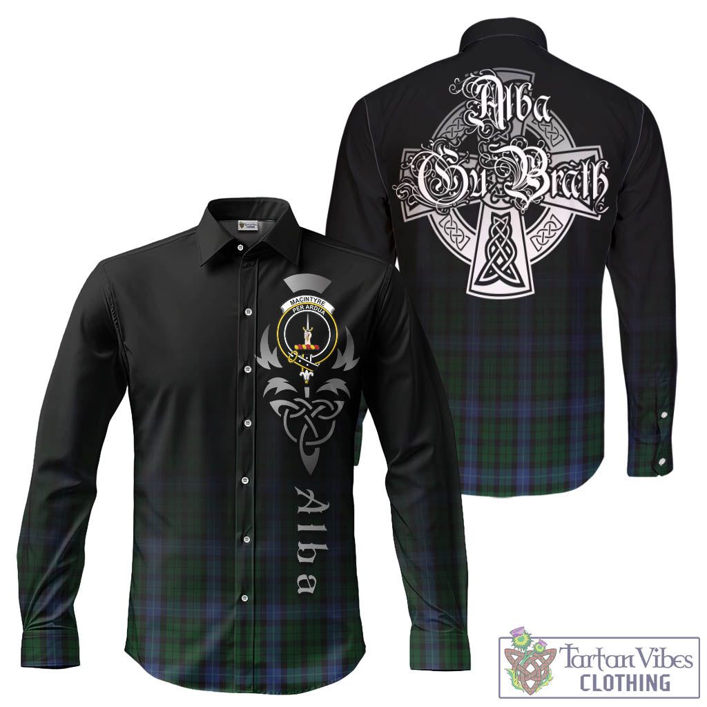 Tartan Vibes Clothing MacIntyre Tartan Long Sleeve Button Up Featuring Alba Gu Brath Family Crest Celtic Inspired