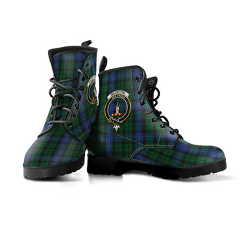 MacIntyre Tartan Leather Boots with Family Crest