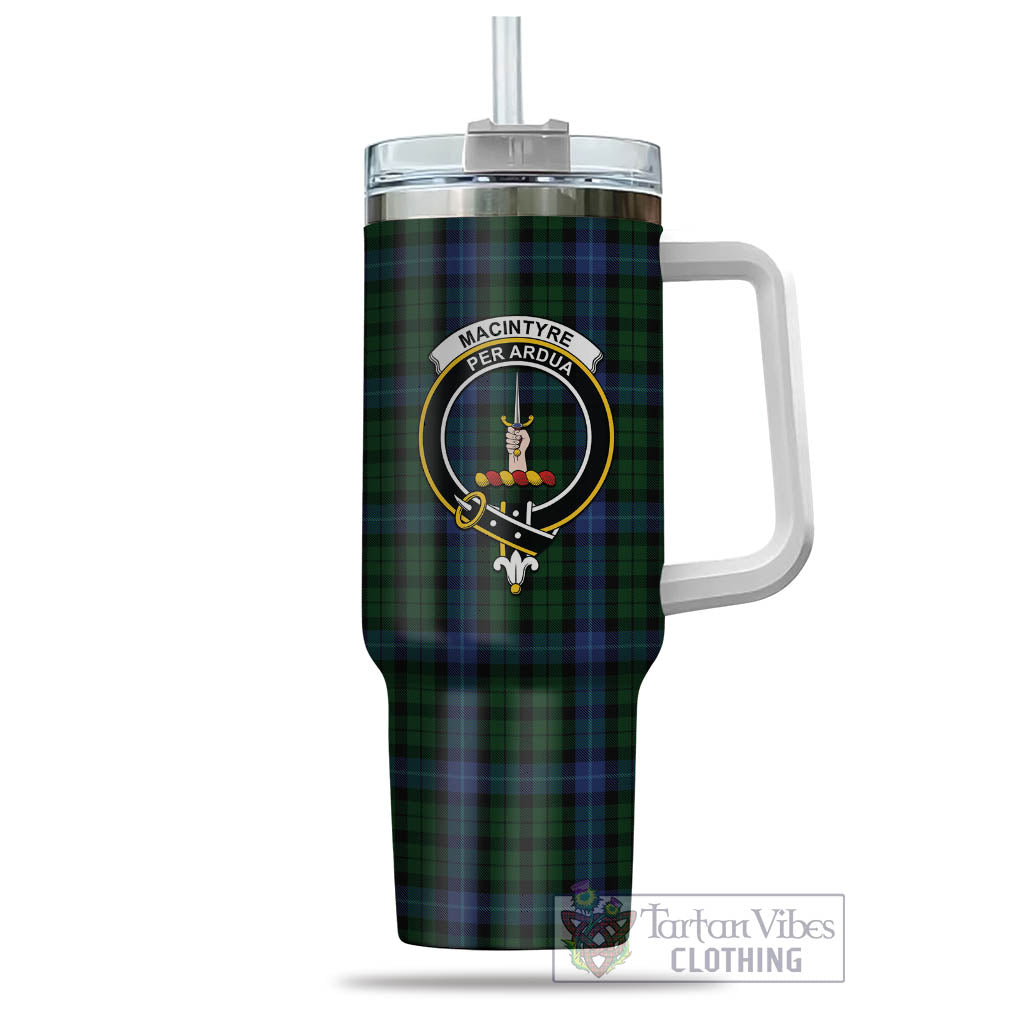 Tartan Vibes Clothing MacIntyre Tartan and Family Crest Tumbler with Handle