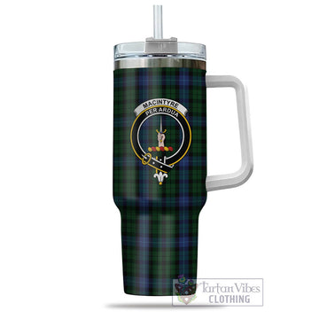 Tartan Vibes Clothing MacIntyre Tartan and Family Crest Tumbler with Handle