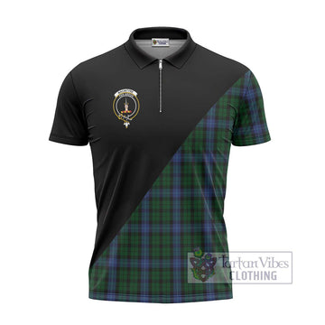 MacIntyre (McIntyre) Tartan Zipper Polo Shirt with Family Crest and Military Logo Style