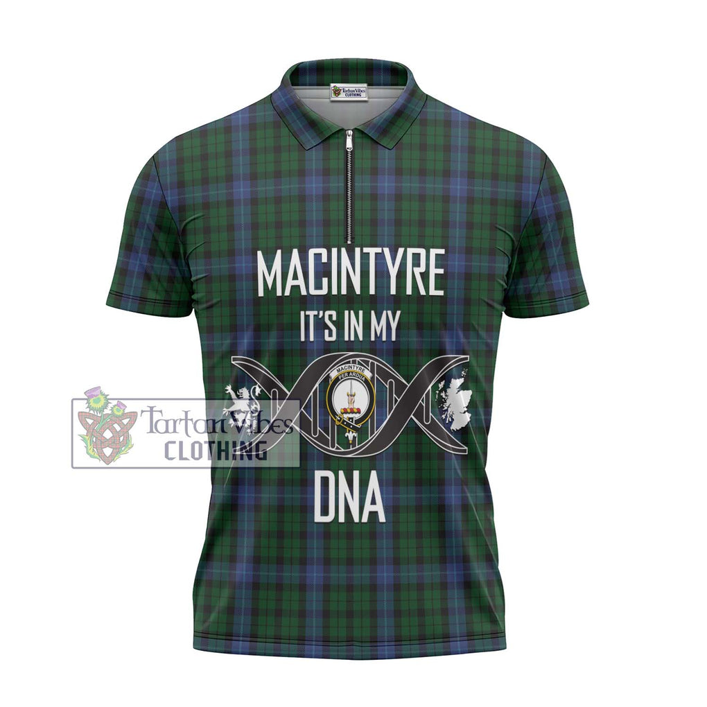 MacIntyre (McIntyre) Tartan Zipper Polo Shirt with Family Crest DNA In Me Style - Tartanvibesclothing Shop