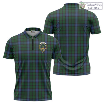 MacIntyre Tartan Zipper Polo Shirt with Family Crest