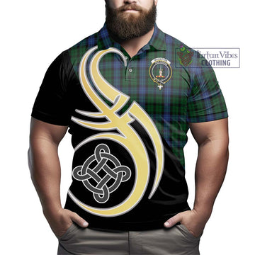 MacIntyre (McIntyre) Tartan Polo Shirt with Family Crest and Celtic Symbol Style