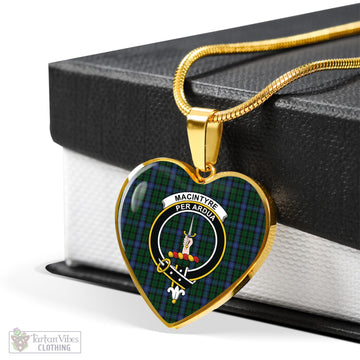 MacIntyre Tartan Heart Necklace with Family Crest