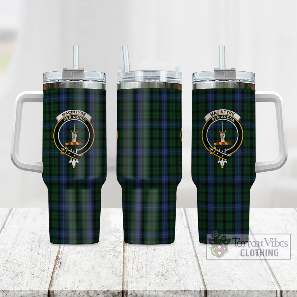 Tartan Vibes Clothing MacIntyre Tartan and Family Crest Tumbler with Handle