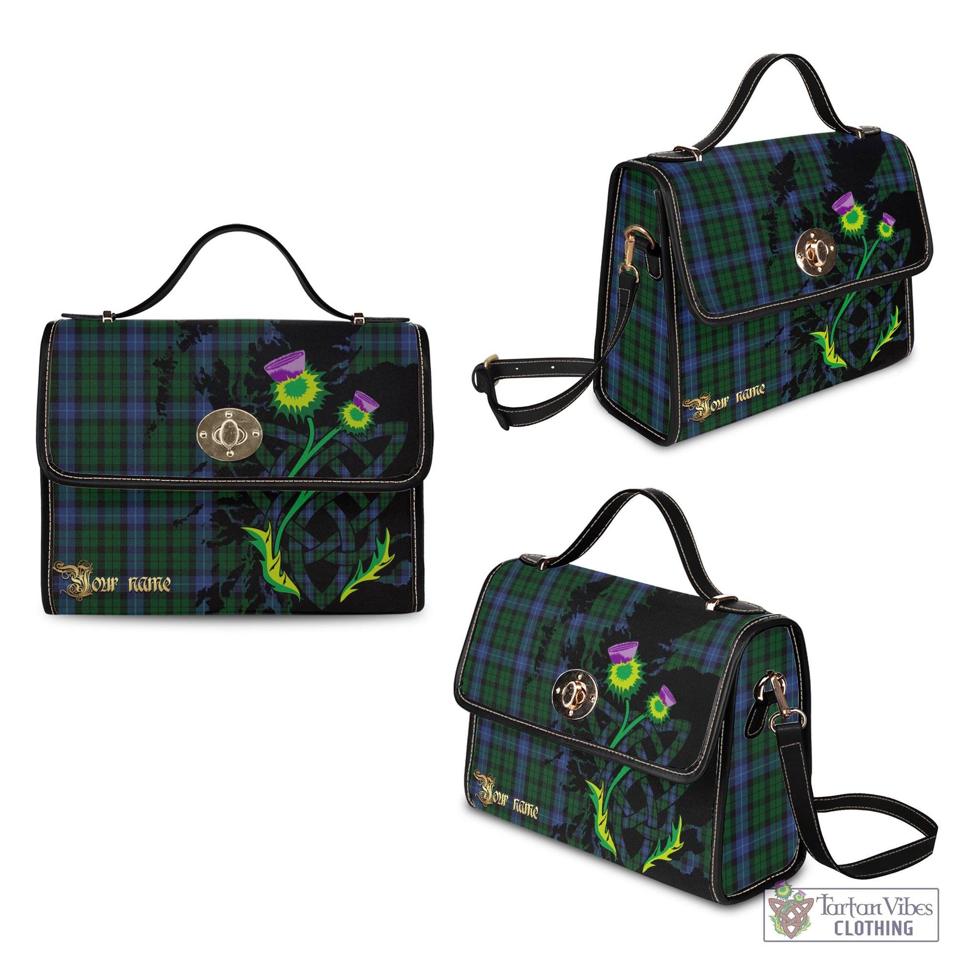 Tartan Vibes Clothing MacIntyre Tartan Waterproof Canvas Bag with Scotland Map and Thistle Celtic Accents