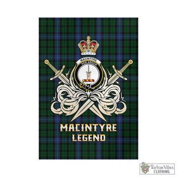 MacIntyre (McIntyre) Tartan Garden Flag with Clan Crest and the Golden Sword of Courageous Legacy