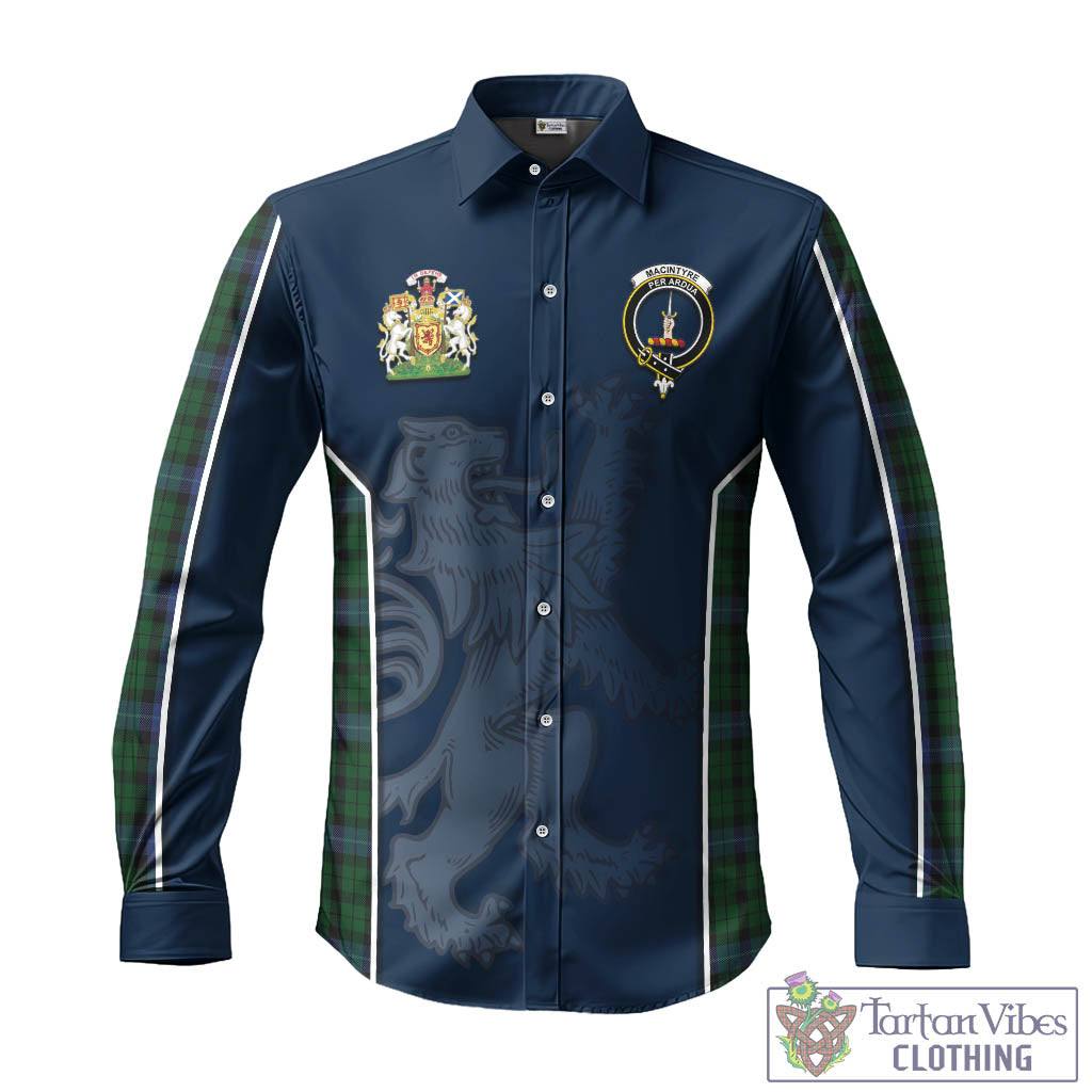 Tartan Vibes Clothing MacIntyre Tartan Long Sleeve Button Up Shirt with Family Crest and Lion Rampant Vibes Sport Style