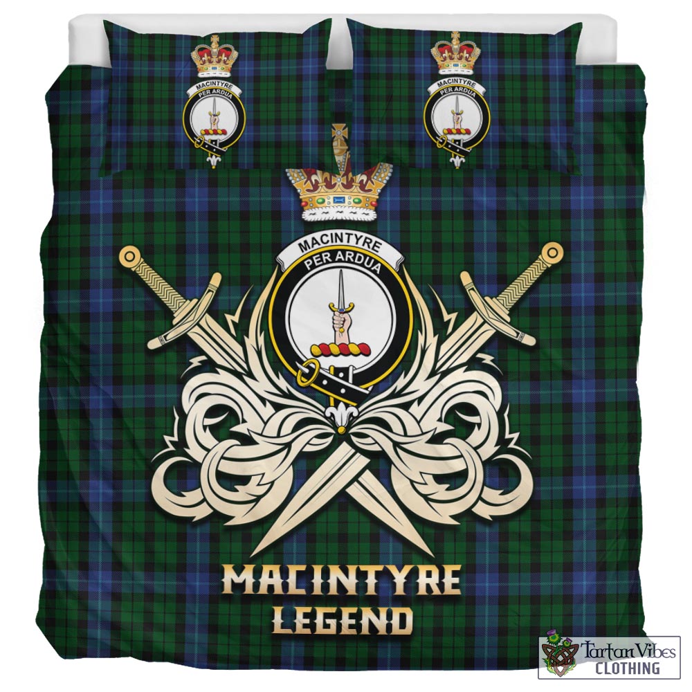 Tartan Vibes Clothing MacIntyre Tartan Bedding Set with Clan Crest and the Golden Sword of Courageous Legacy