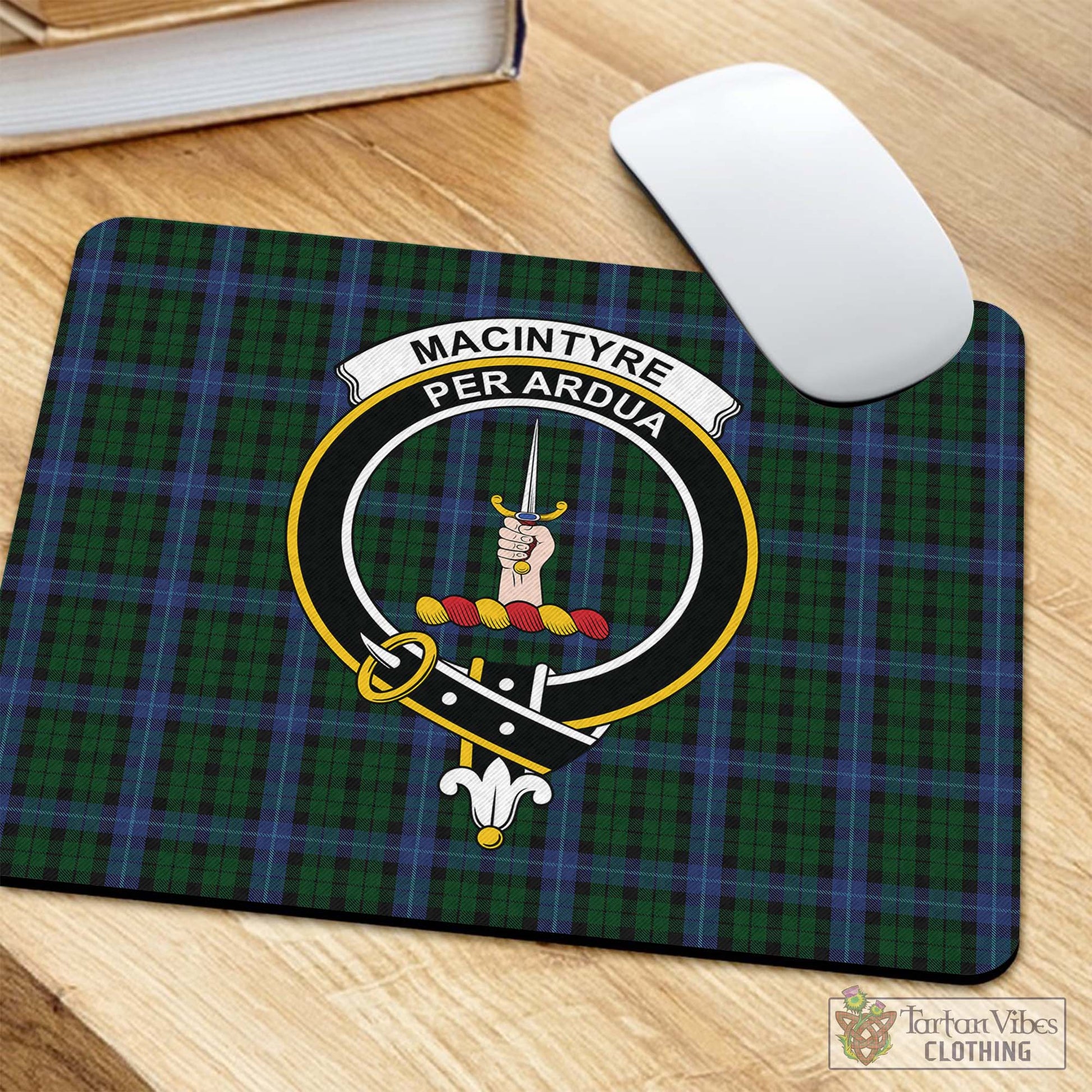 Tartan Vibes Clothing MacIntyre Tartan Mouse Pad with Family Crest