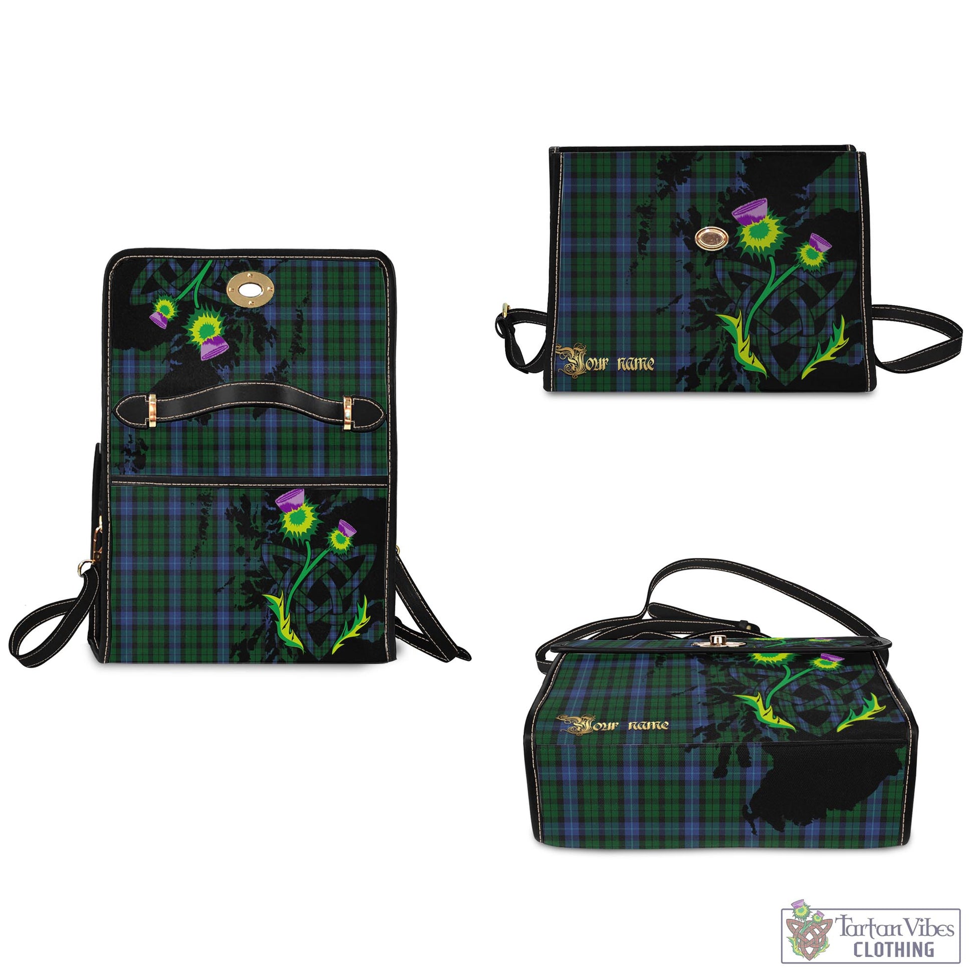 Tartan Vibes Clothing MacIntyre Tartan Waterproof Canvas Bag with Scotland Map and Thistle Celtic Accents