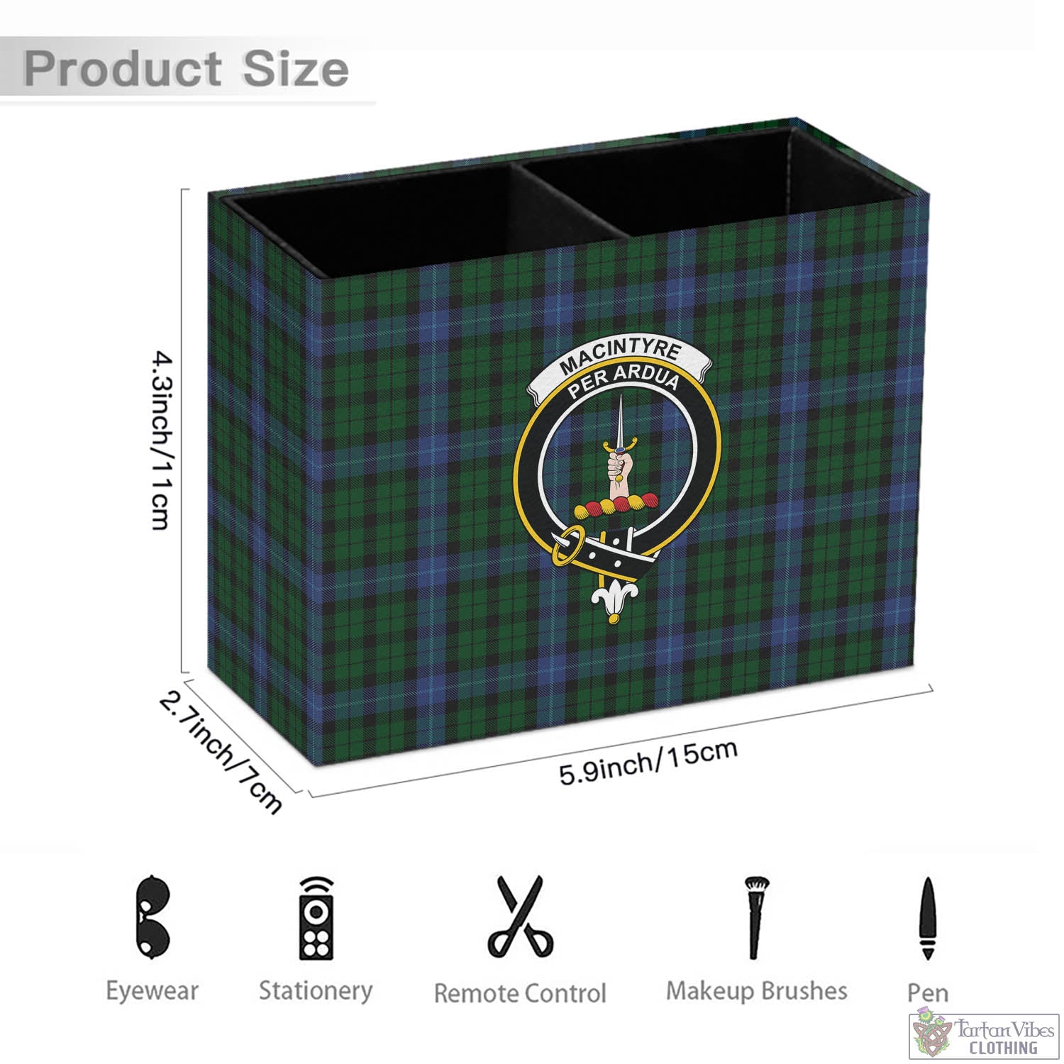 MacIntyre (McIntyre) Tartan Pen Holder with Family Crest - Tartan Vibes Clothing