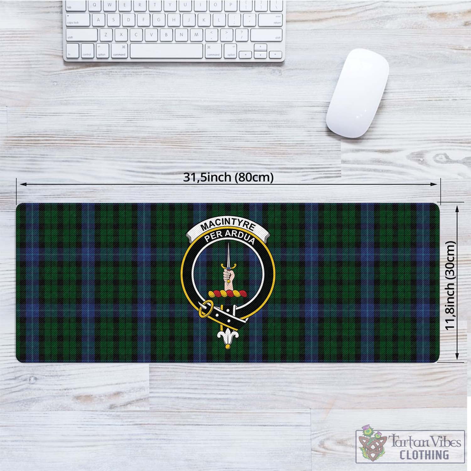 Tartan Vibes Clothing MacIntyre Tartan Mouse Pad with Family Crest