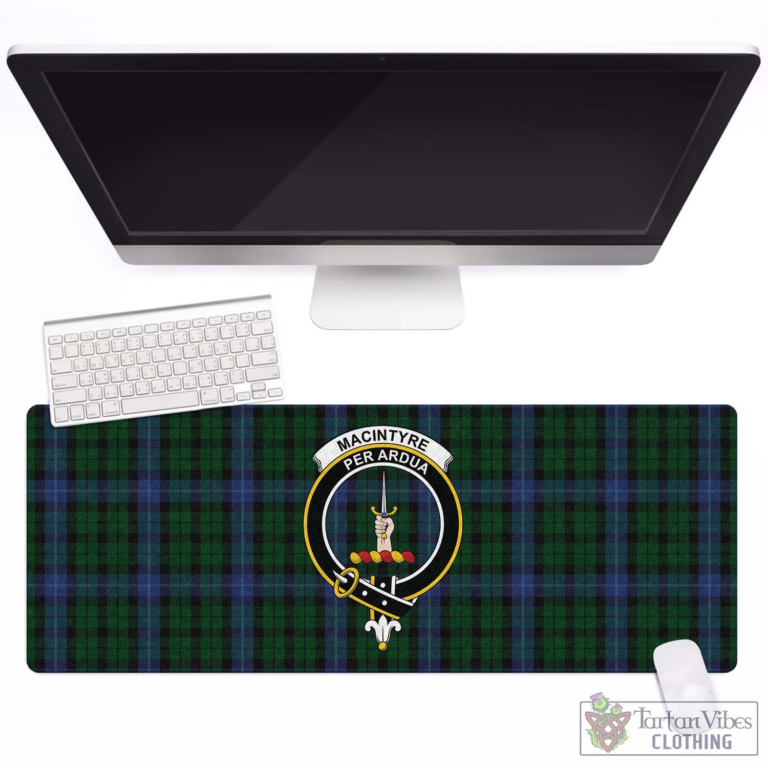 Tartan Vibes Clothing MacIntyre Tartan Mouse Pad with Family Crest