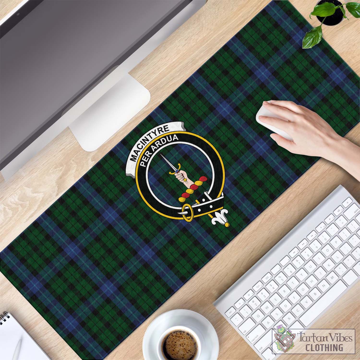 Tartan Vibes Clothing MacIntyre Tartan Mouse Pad with Family Crest