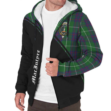 MacIntyre Hunting Tartan Sherpa Hoodie with Family Crest Curve Style