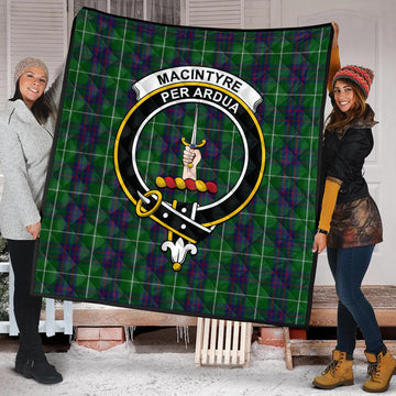 MacIntyre Hunting Tartan Quilt with Family Crest