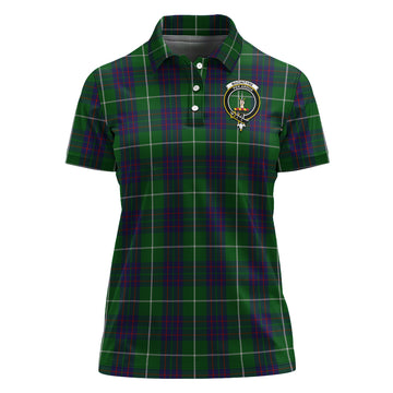 MacIntyre Hunting Tartan Polo Shirt with Family Crest For Women