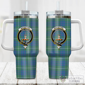 MacIntyre Hunting Ancient Tartan and Family Crest Tumbler with Handle
