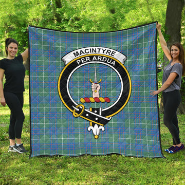 MacIntyre Hunting Ancient Tartan Quilt with Family Crest