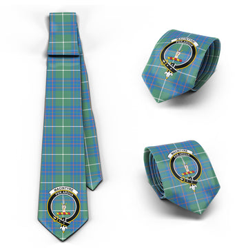 MacIntyre Hunting Ancient Tartan Classic Necktie with Family Crest
