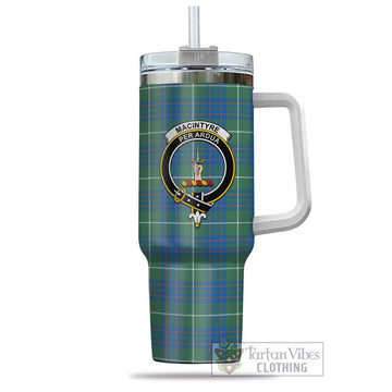 MacIntyre Hunting Ancient Tartan and Family Crest Tumbler with Handle