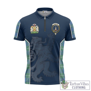 MacIntyre Hunting Ancient Tartan Zipper Polo Shirt with Family Crest and Lion Rampant Vibes Sport Style