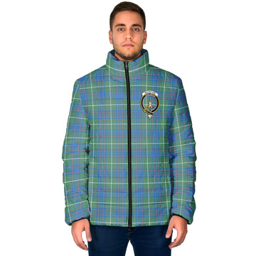 MacIntyre Hunting Ancient Tartan Padded Jacket with Family Crest