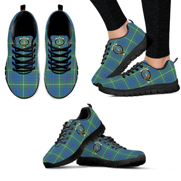 MacIntyre Hunting Ancient Tartan Sneakers with Family Crest