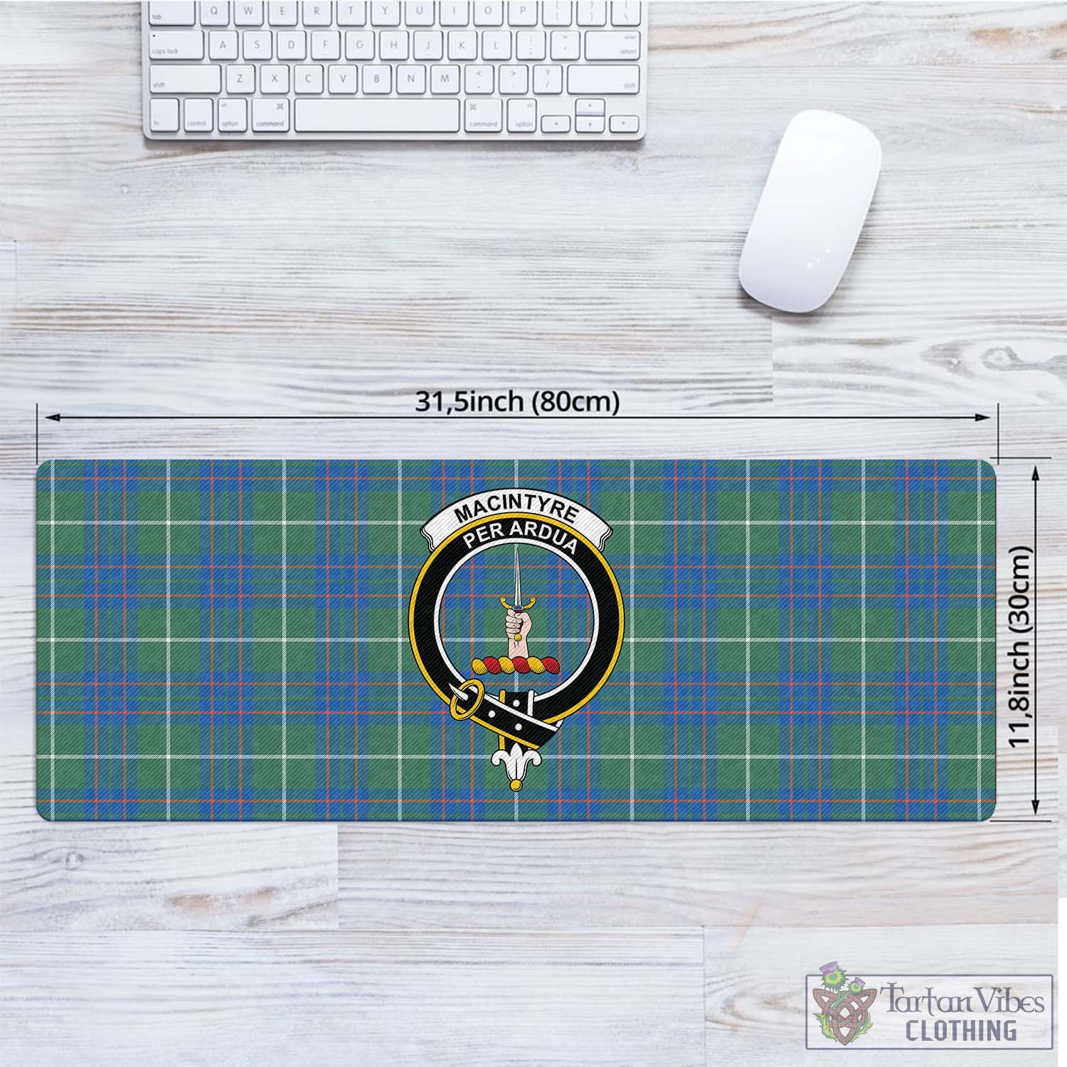 Tartan Vibes Clothing MacIntyre Hunting Ancient Tartan Mouse Pad with Family Crest